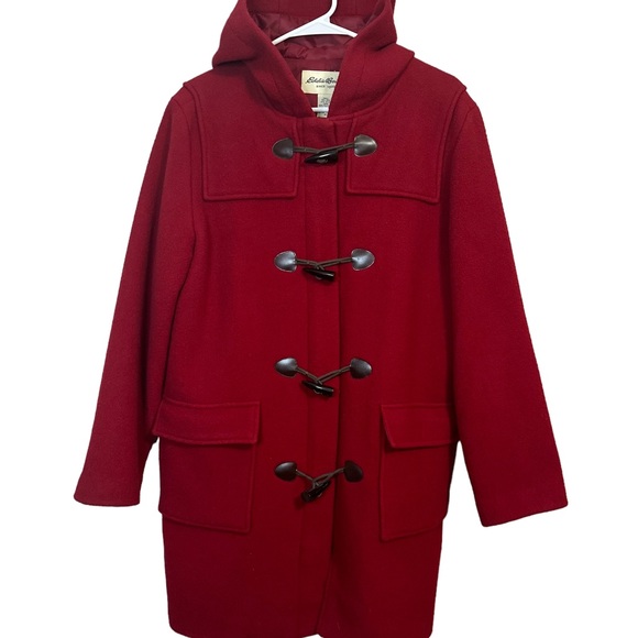 Eddie Bauer Red Wool blend coat Medium - Picture 3 of 10